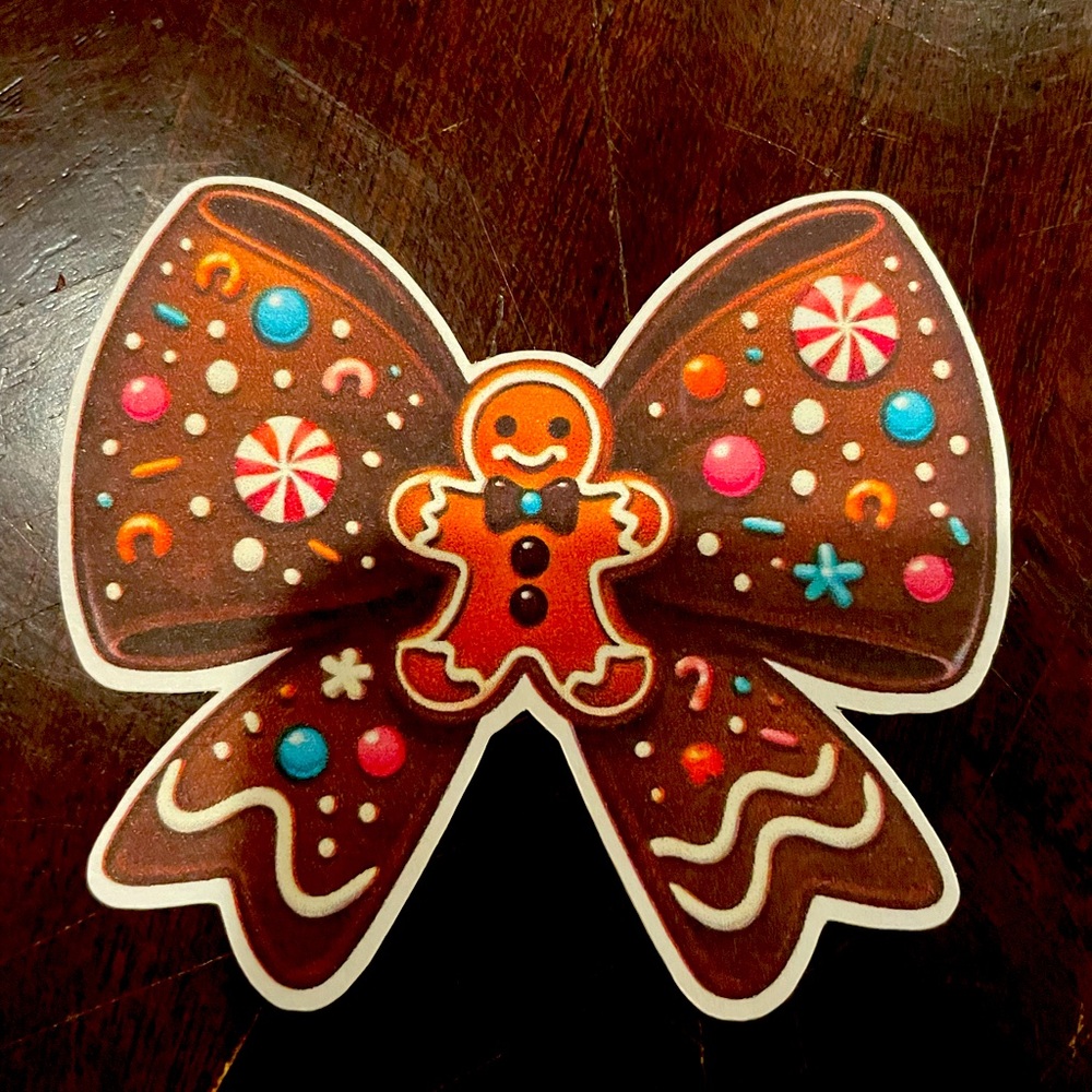 Gingerbread bow sticker